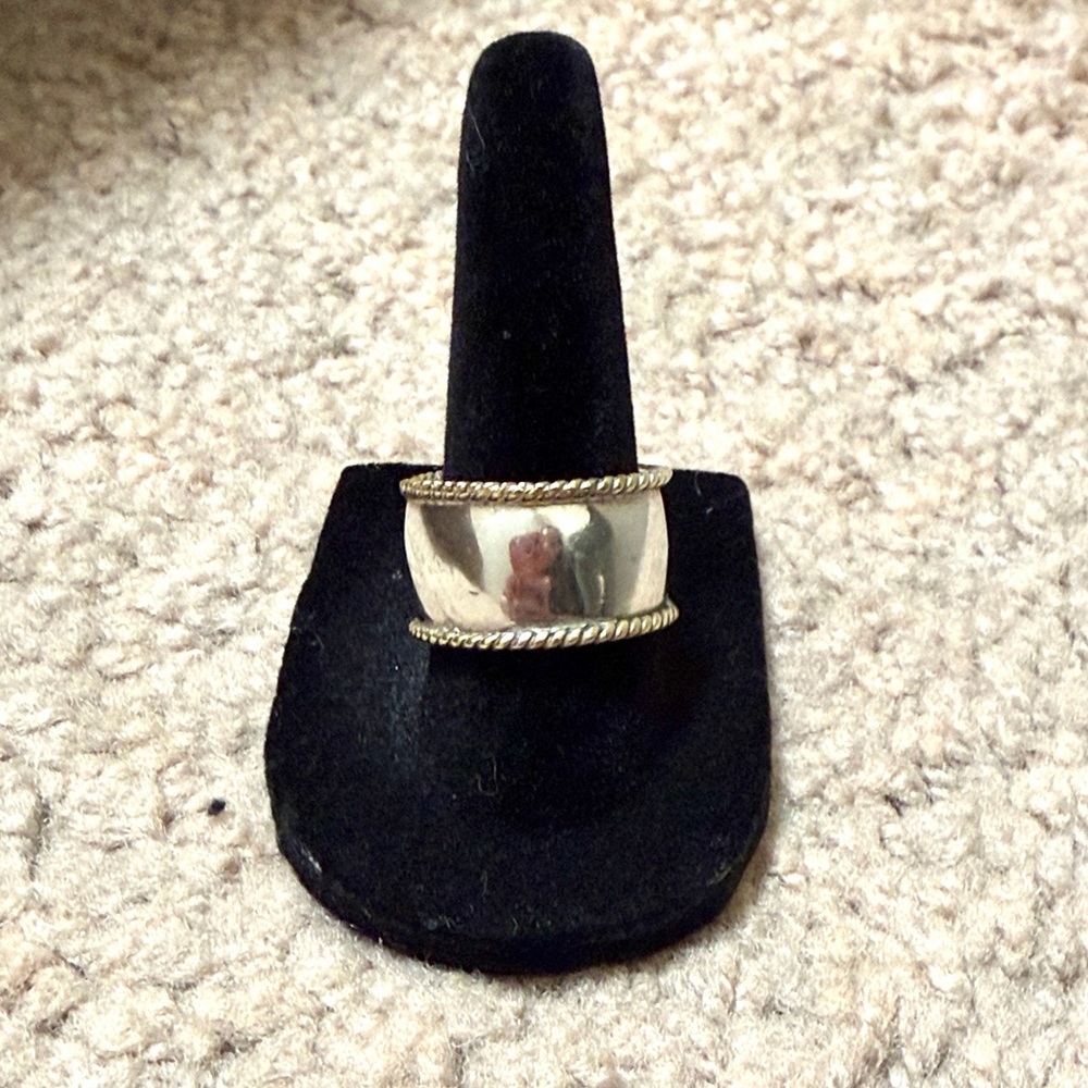 Two-Tone Wide Band Sterling Silver Ring